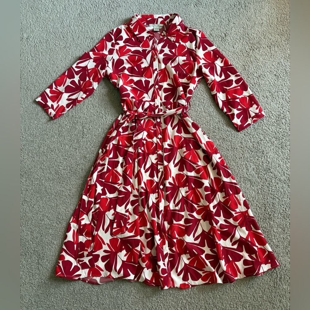 Red and White Floral Dress
